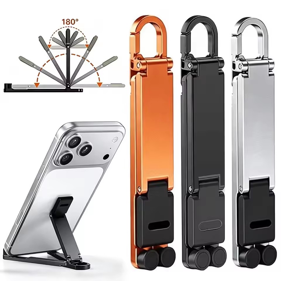 Mobile Pedestal Cabinet - ที่วางโทรศัพท์แบบพับได้ขนาดเล็กพร้อมคลิปหนีบด้านหลัง พกพาสะดวก ปรับระดับได้ ที่วางโทรศัพท์มือถือแบบบาง น้ำหนักเบา เหมาะสำหรับการเดินทางและใช้งานบนโต๊ะ