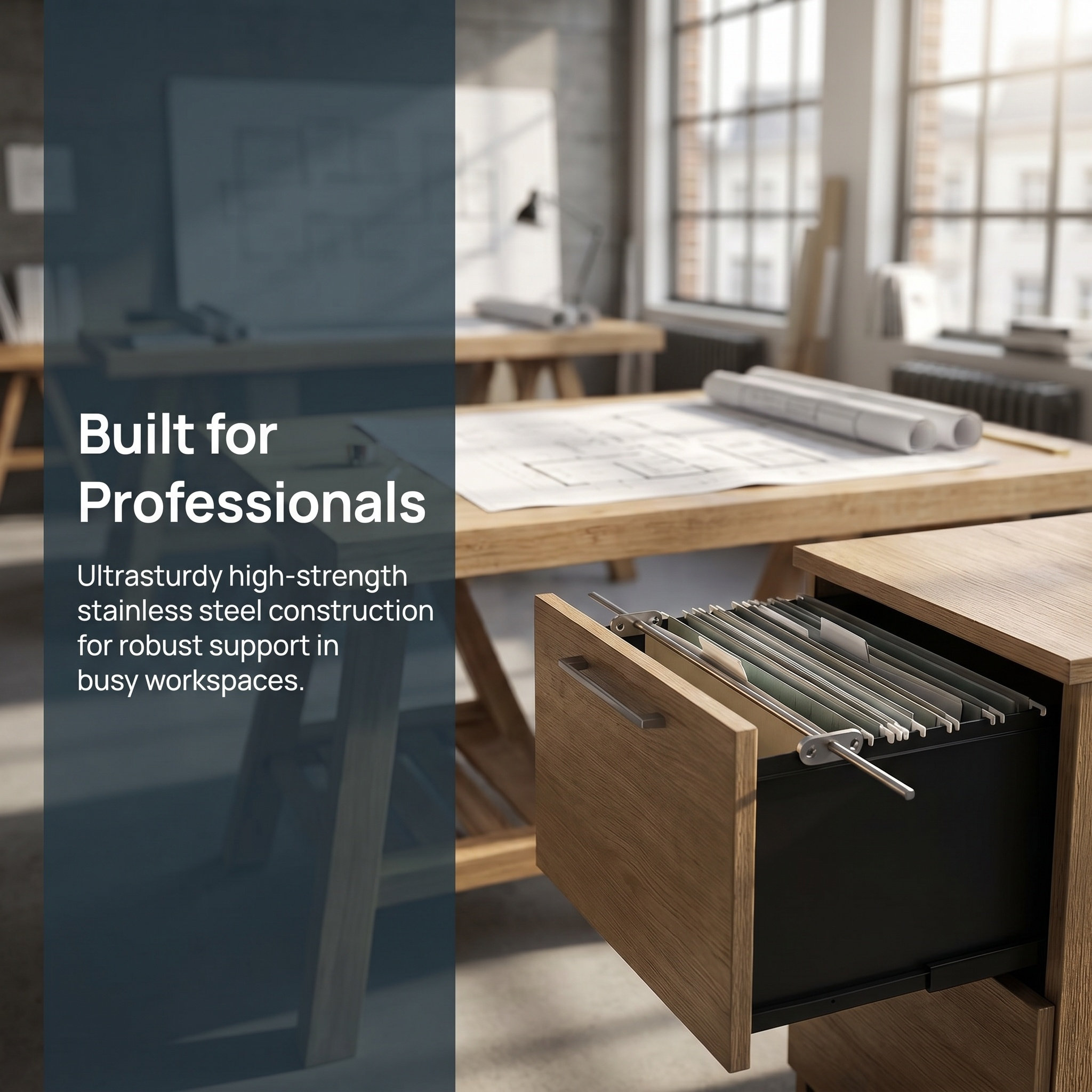 File Cabinet - ราวแขวนแฟ้มสเตนเลสสตีล 50 ซม. ทนทาน ป้องกันสนิม สำหรับเปลี่ยนรางลิ้นชักตู้เก็บเอกสาร